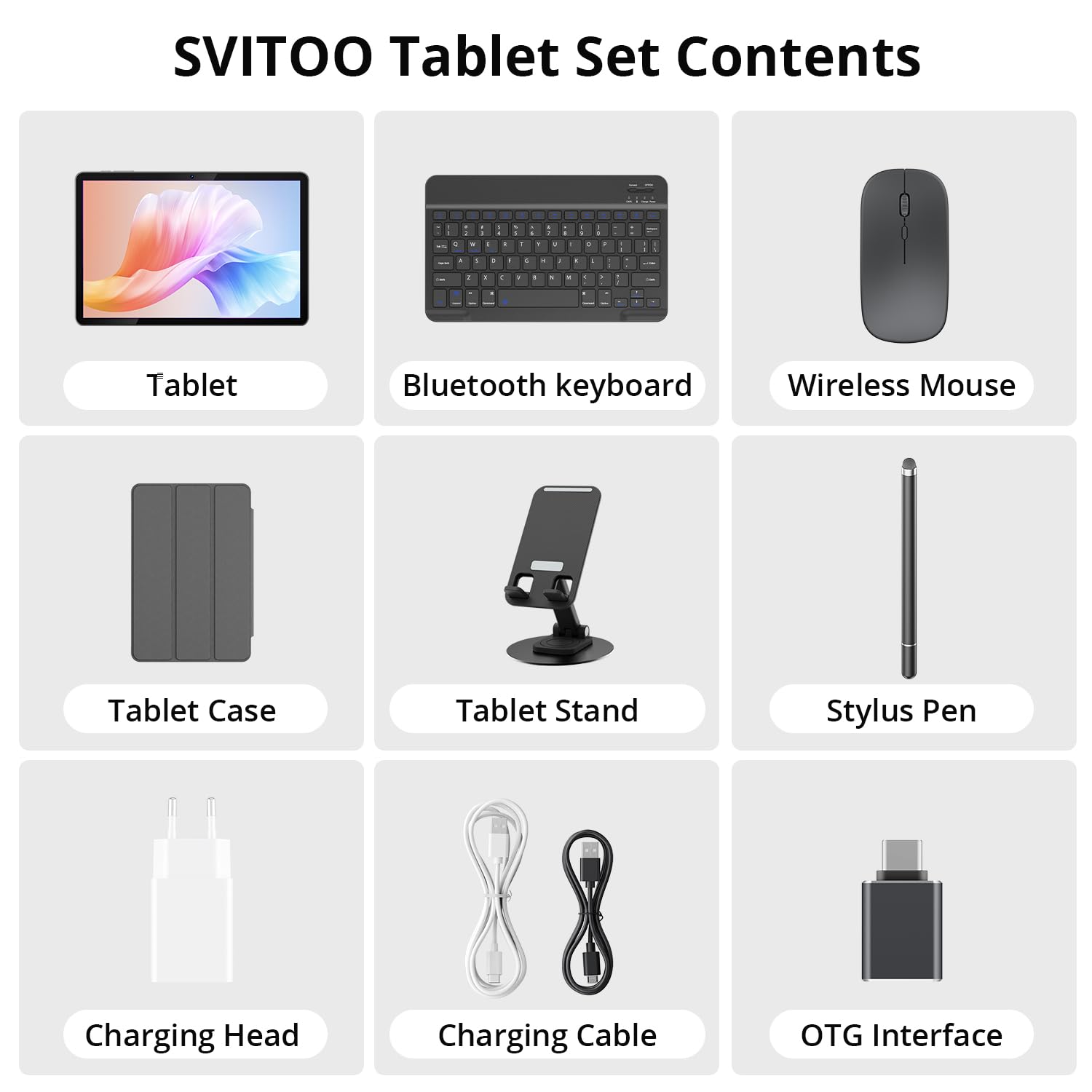 2025 Latest Tablet, 10 Inches, 12GB RAM + 128GB ROM (1TB TF) with Case, Pen, Keyboard and Mouse, Octa-Core, 1280 x 800 HD, 6000 mAh (with NTC), Widevine L1, 8MP + 5MP, 2.4G + 5G WiFi, GPS