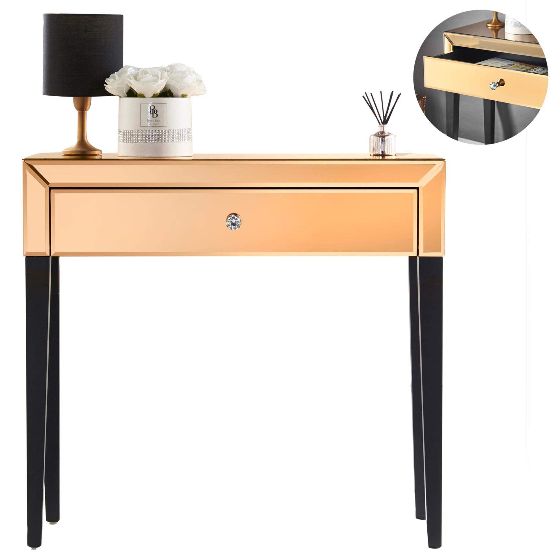 gold mirrored dressing table