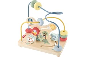 ​Fisher-Price Wood Toddler Toy Bead Maze, Woodland Animal-Themed Activity for Fine Motor Skill Development Infants Ages 1+ Ye
