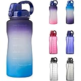 YIREN Half Gallon Water Bottle with Straw and Motivational Time Marker Large Capacity Leakproof BPA Free Fitness Sports Water