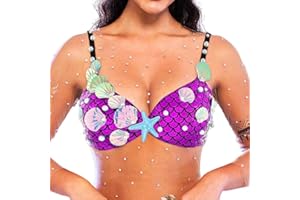 Zoestar Starfish Costume Bra Top Summer Beach Seashell Bikini Chest Top for Women