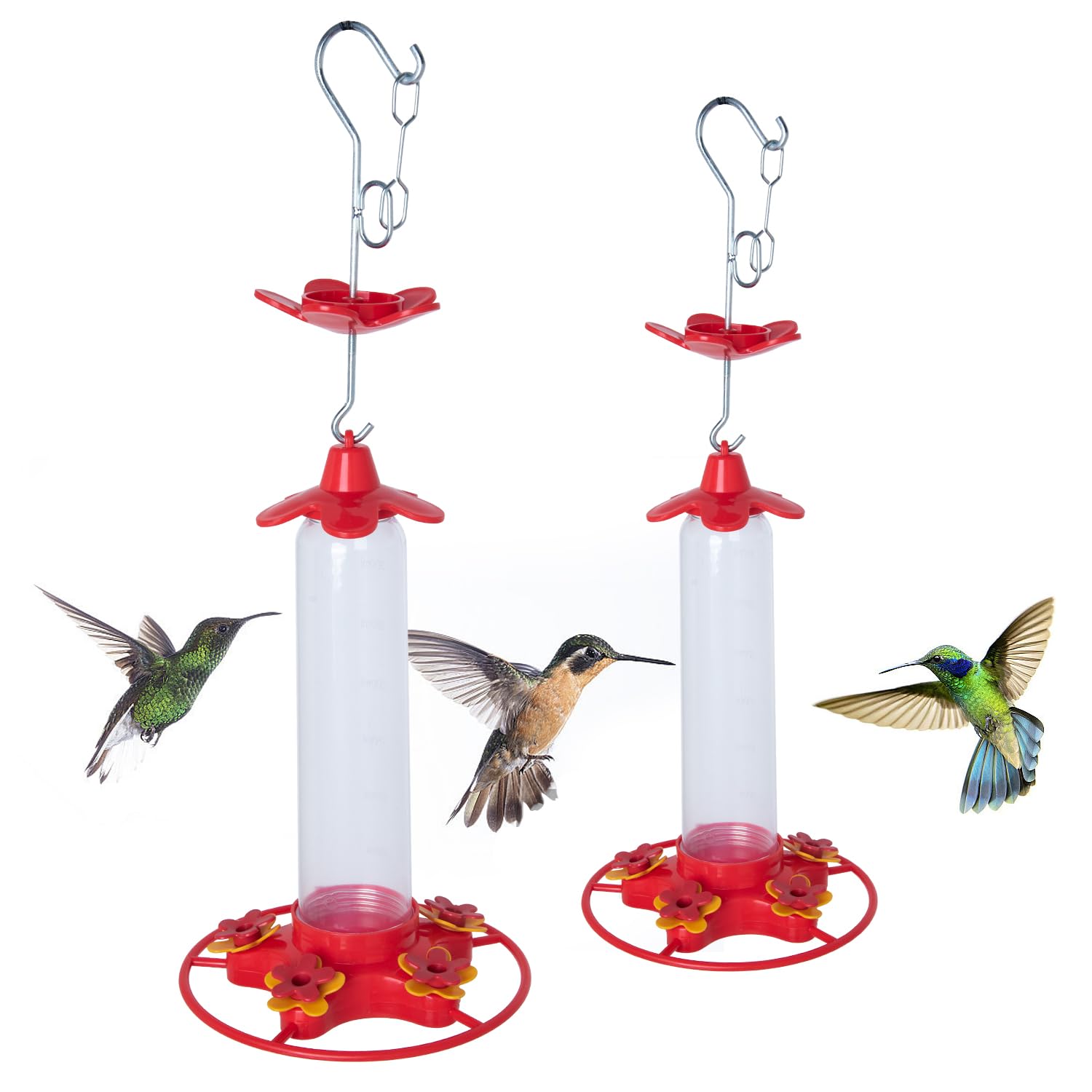Photo 1 of 2 Pack Hummingbird Feeders for Outdoors Hanging, Hummingbird Feeder with 5 Feeding Ports? Bird Water Feeder with Built-in Ant Squirrel Guard- Haven for Hummingbird