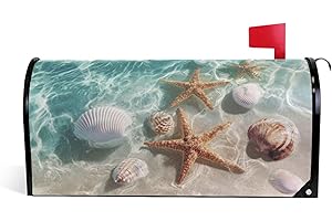 Wamika Summer Beach Starfish Mailbox Cover - Magnetic, Standard Size 18" X 21", Seashells Ocean Sea Design - Home Garden Decoration