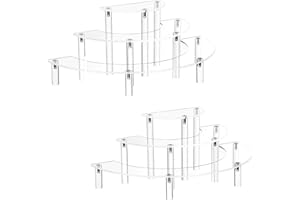YestBuy Acrylic Display Stand For Pop Figures, 3 Tier Clear Cupcake Stand, Perfume Organizer Stand,2 Pack Half Moon Dessert Stand for Display Or Collections (Acrylic Rods 2 set)