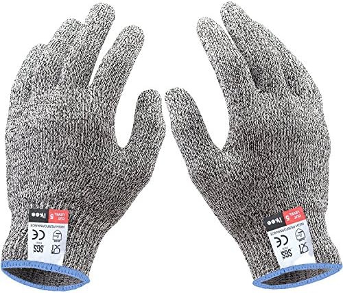 ikee Cut Resistant Gloves ,Level 5 Protection, Food Grade,EN388 Certified, Safty Gloves for Hand protection and yard-work, Kitchen Glove for Cutting and slicing,1 pair (Size M, L, XL) (L)