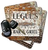 LEGUE'S Bar & Grill Brick Wall Coasters - Set of 4