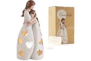 Candeldo Gifts for Daughter Mom Birthday: Unique Candle Holder Mothers Day Sentimental Gift Ideas from Daughter Tealight Holders Decor Mother Daughter Figurines Meaningful Home Decor
