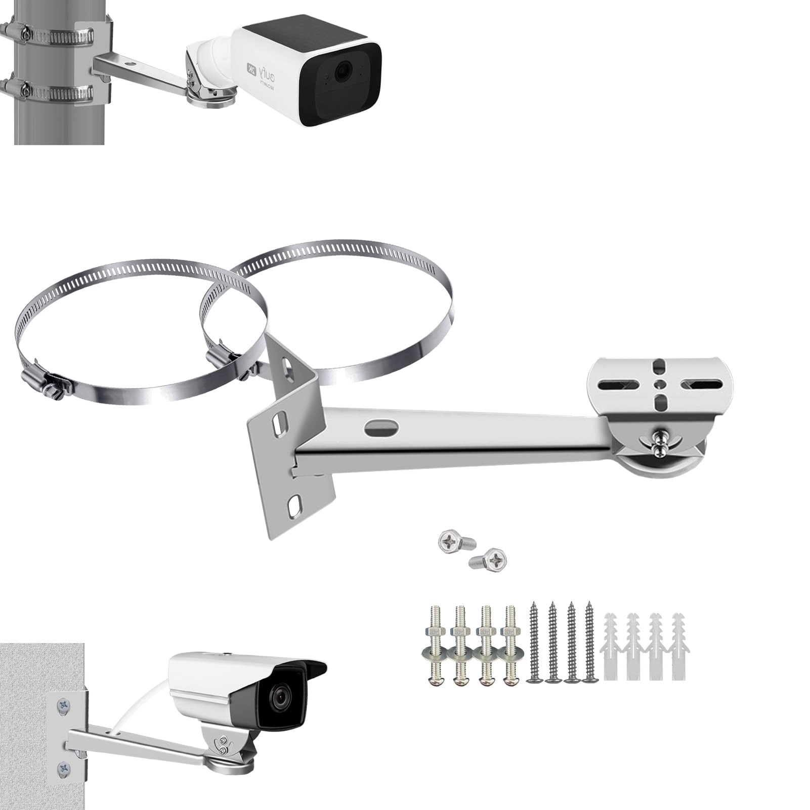 WiTi Stainless Steel Corner and Pole Mount Bracket for Surveillance Camera, Extension Arm Holder for CCTV IP WiFi Battery Cameras, Security Surveillance Systems Installing Indoor and Outdoor