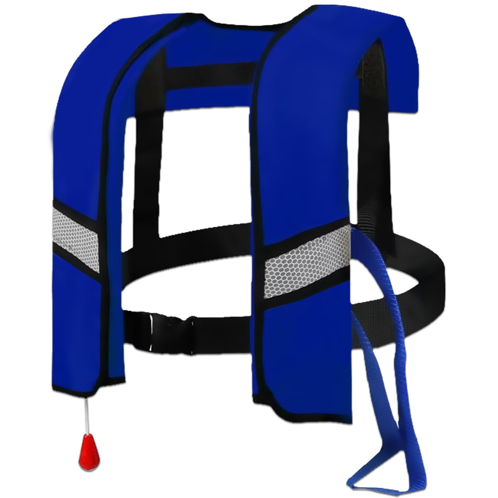 Photo 1 of 150N Automatic Inflatable Life Jacket – Adjustable Nylon Swim Vest with CO2 Inflation, Reflective Strips & Safety Buckle (Blue)