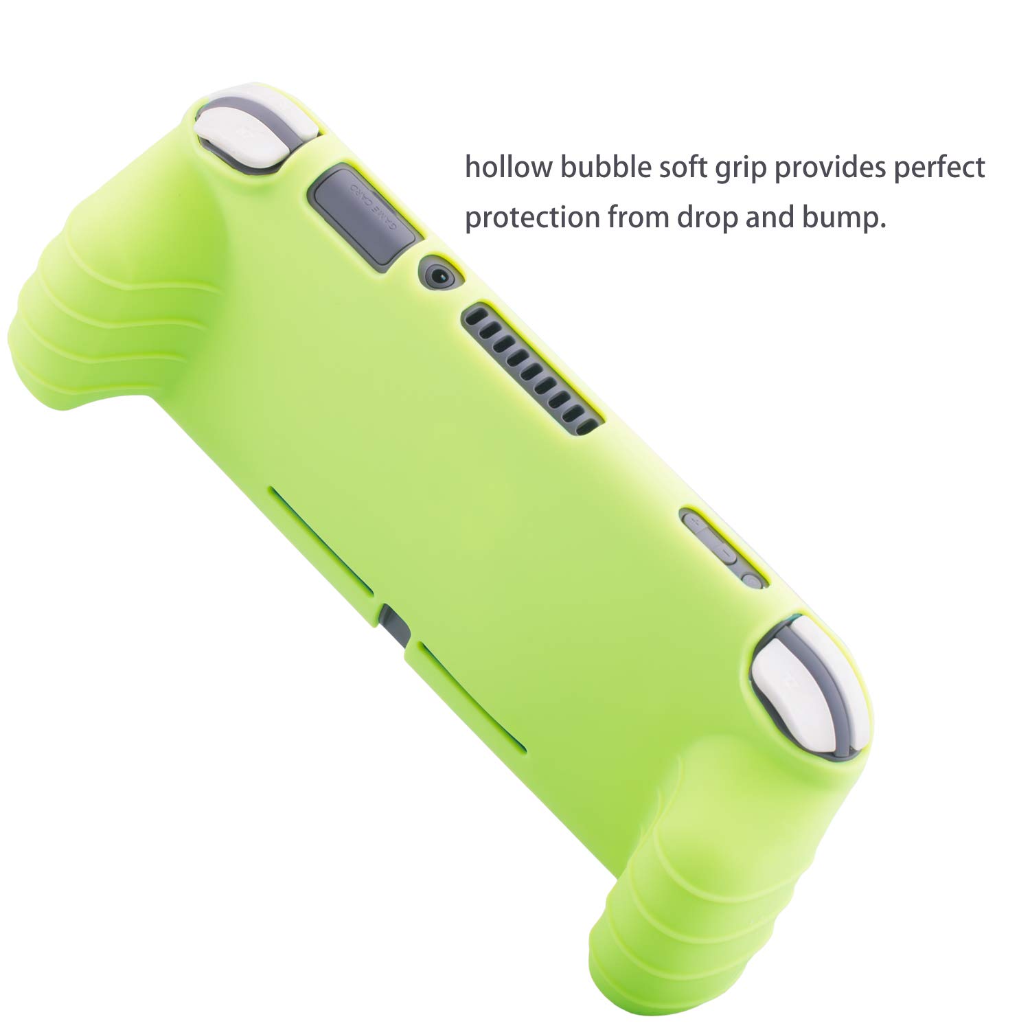 YoRHa Handle Grip Soft Silicone Rubber Protective Cover Case (Apple Green) x 1 and Thumbsticks x 4 for Nintendo Switch Lite - 9.2019 Slim Model