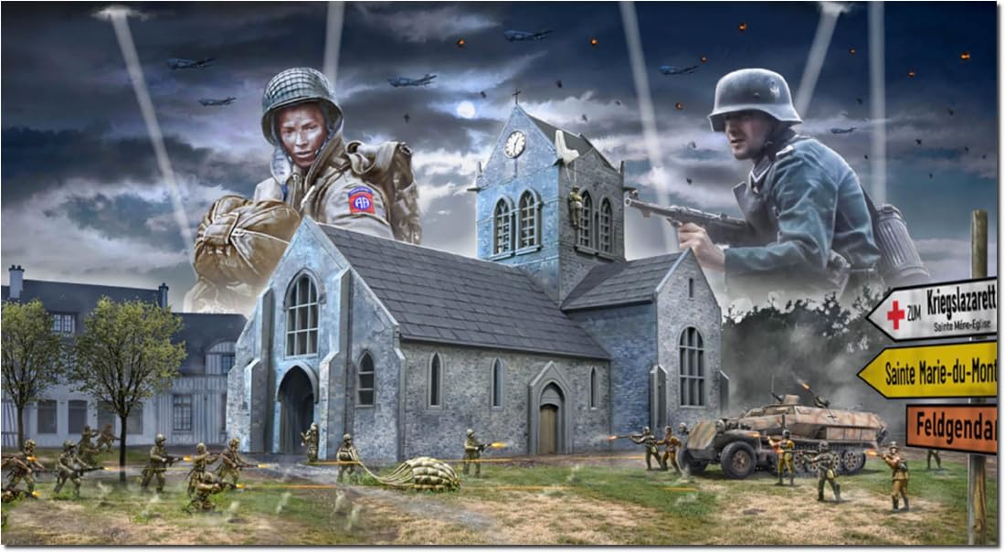 Italeri 6199 1:72 Battle of Normandy St.-Mère-Église Model Building Kit, Standing Model Building, Crafts, Hobby, Gluing, Plastic Kit, Detailed