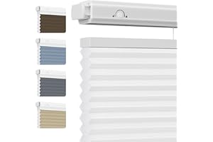 Grandekor No Drill Top Down Bottom Up Cellular Shades for Windows,Cordless Window Blinds for Indoor Windows,Light Filtering White,36"W x 64"H,Honeycomb Blinds Easy to Install