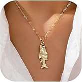 Peraca Cris Fish Necklace for Women Beach Charm Necklaces Gold Fish Drop Necklaces for Women Summer Beach Trendy Jewelry Gifts