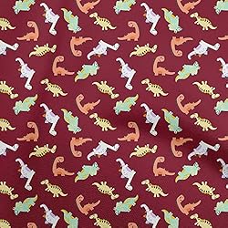 oneOone Viscose Jersey Maroon Fabric Colorful
