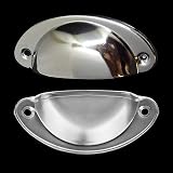 Vandicka 12 Pcs Silver Half Moon Shell Cup Pull Handles 65mm Center view 3