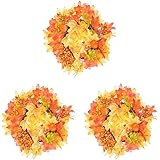 3pcs Candlestick Decor Fall Berry Wreaths, Door Pine Pillars Style A and Twig Candle with Wreaths Garland Decorations Table R