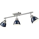 Duncan 3-Light Semi-Flush - Track Light in Pewter with Matte Navy