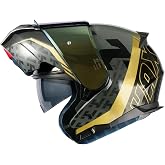 HAX Modular Flip-Up Dual Visor Motorcycle Helmet Adult DOT/ECE Approved | Lightweight, Comfortable, and Stylish Helmet for Men and Women - Amatista Series Wind Gold XL