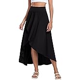 IUGA High Waist Maxi Skirt with Slit Ruffle Wrap Skirt Trendy Flowy Skirts for Women Long Skirts with Shorts Underneath