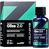 CARPRO Gliss 2.0 - Ceramic Coating for Cars - Hydrophobic Topcoat – Extreme Slickness & Water Spot Protection w/Microfiber Applicators - Repels Oil, Dirt & Grime Making Car Easy to Clean - 30ml Kit