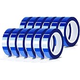 MEBMIK 12 Rolls 10mm x16m(52FT) Blue Heat Tape High Temperature Heat Resistant Tape Heat Transfer Tape for Heat Sublimation Press Vinyl,No Residue