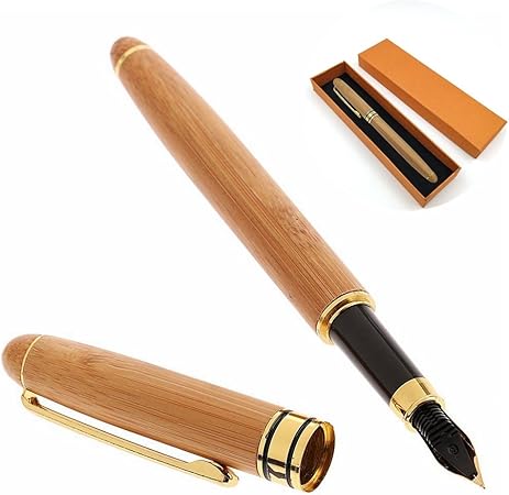 Amazon 万年筆 ペン り竹製 天然 特殊ペン先 0 5mm ビジネスギフト 細字 高級 赠答用ケースが付く 万年筆 文房具 オフィス用品
