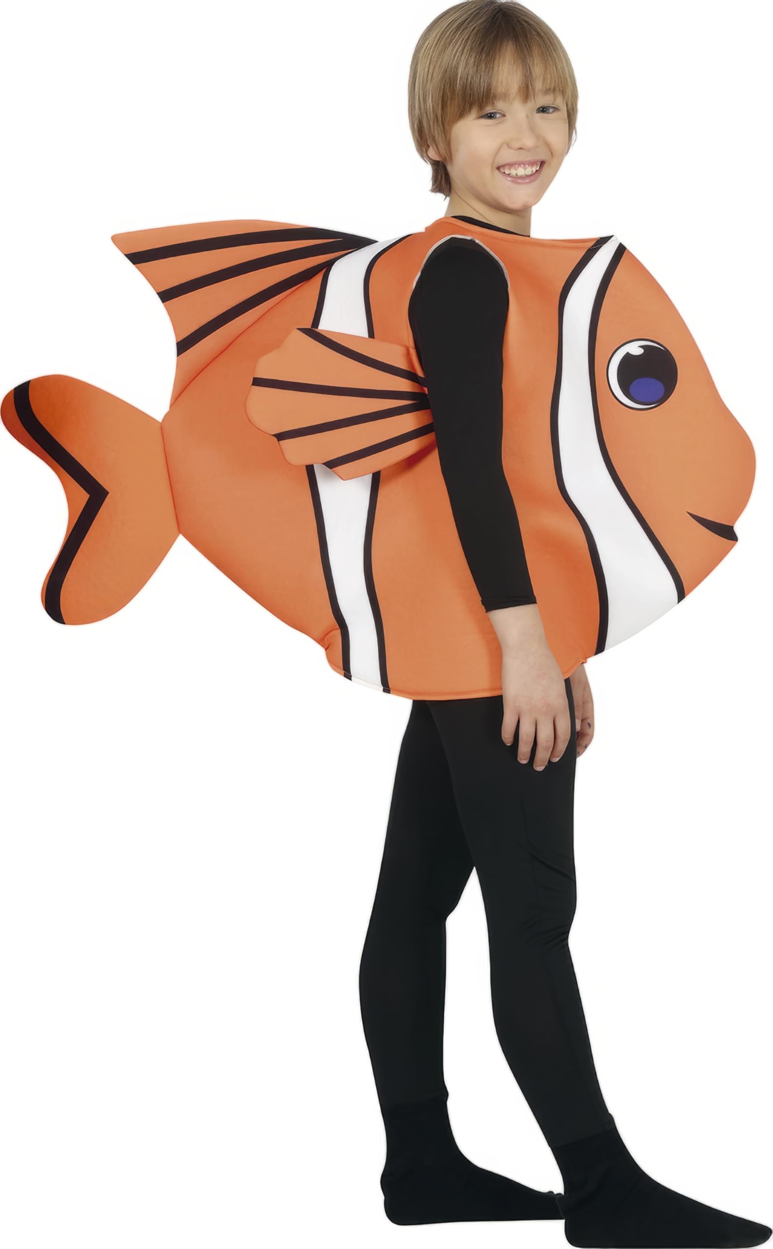 FIESTAS GUIRCA | Fish Fancy Dress Costume Children (5-6 years) - Unisex Tunic - Marine Animal Costumes for Halloween, Carnival and Fancy Dress Parties - Ideal for Boys and Girls - Orange and White