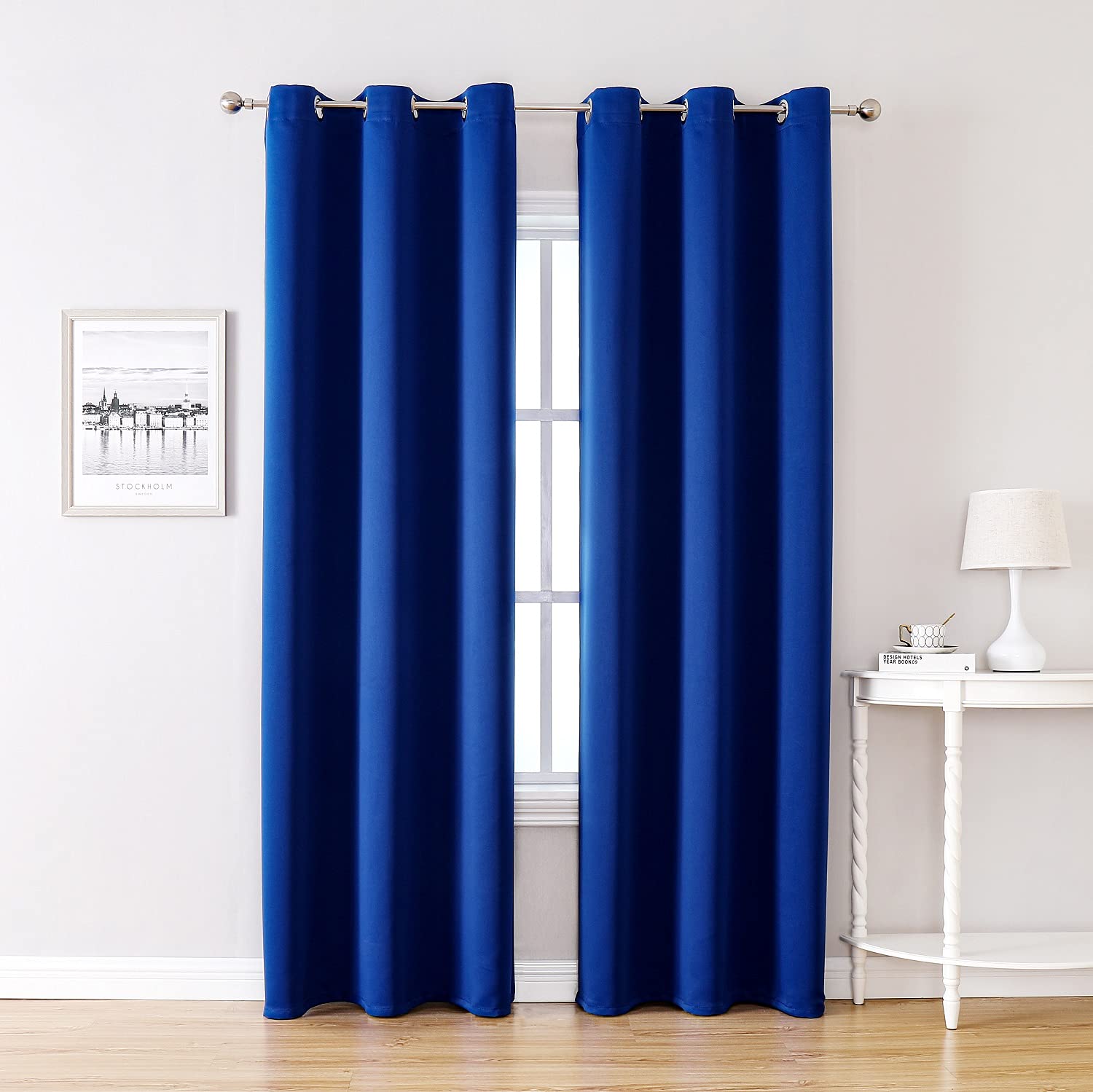 Photo 1 of ChrisDowa Grommet Blackout Curtains for Bedroom and Living Room - 2 Panels Set Thermal Insulated Room Darkening Curtains (Royal Blue, 42W x 84L)LPNO408384201
