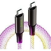 IHAO USB Type C to Type C PD 66W Fast Charging Cable - 39 Inches, High Data Speed, Visible RGB Current Flowing for All USB C Devices