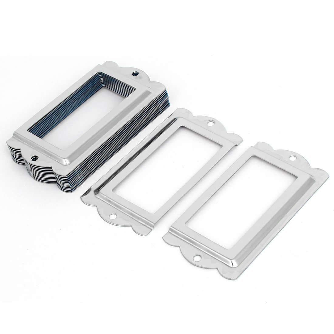 Sourcingmap Library File Cabinet 85mm x 42mm Tag Label Holders Frames Silver Tone 15PCS