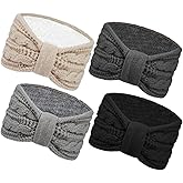 Chalier Warm Winter Headbands for Women Cable Crochet Turban Ear Warmer Headband with Plush
