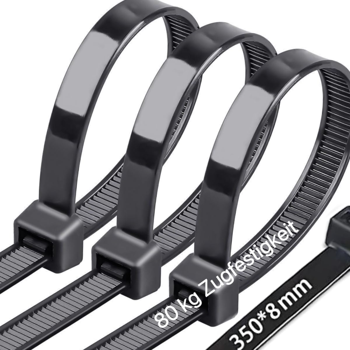 Caiery 100PCS Thick Long Cable Ties | Heavy Duty Tie Wraps | Premium Zip Ties | Nylon Cable Zip Ties | Black, 350mm X 8mm