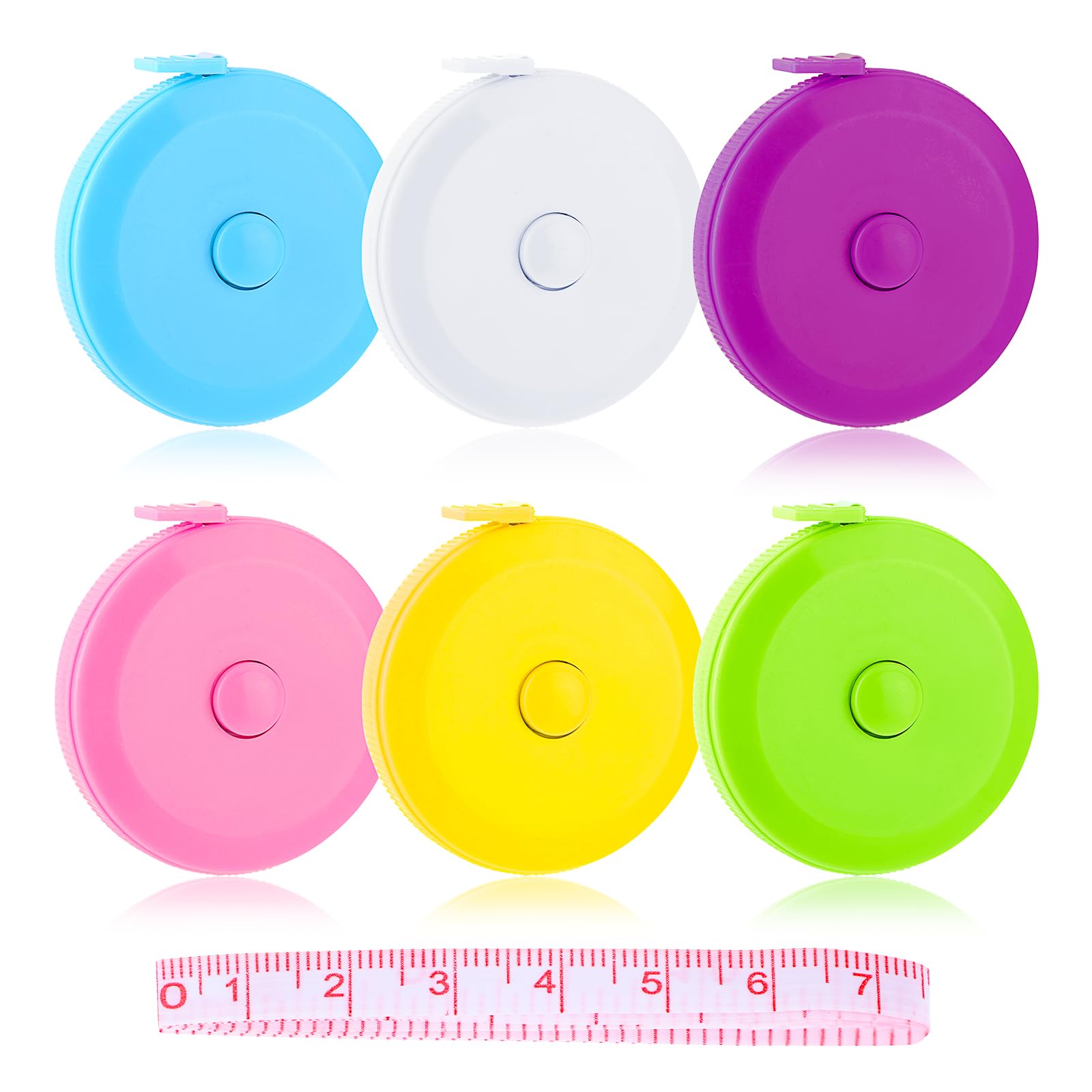 Ouligay 6Pcs Tape Measures Soft Tape Measure Body Double Scale Soft Tape Retractable Dual Sided Measure Tape Set for Body Measuring Chest Waist Cloth Craft
