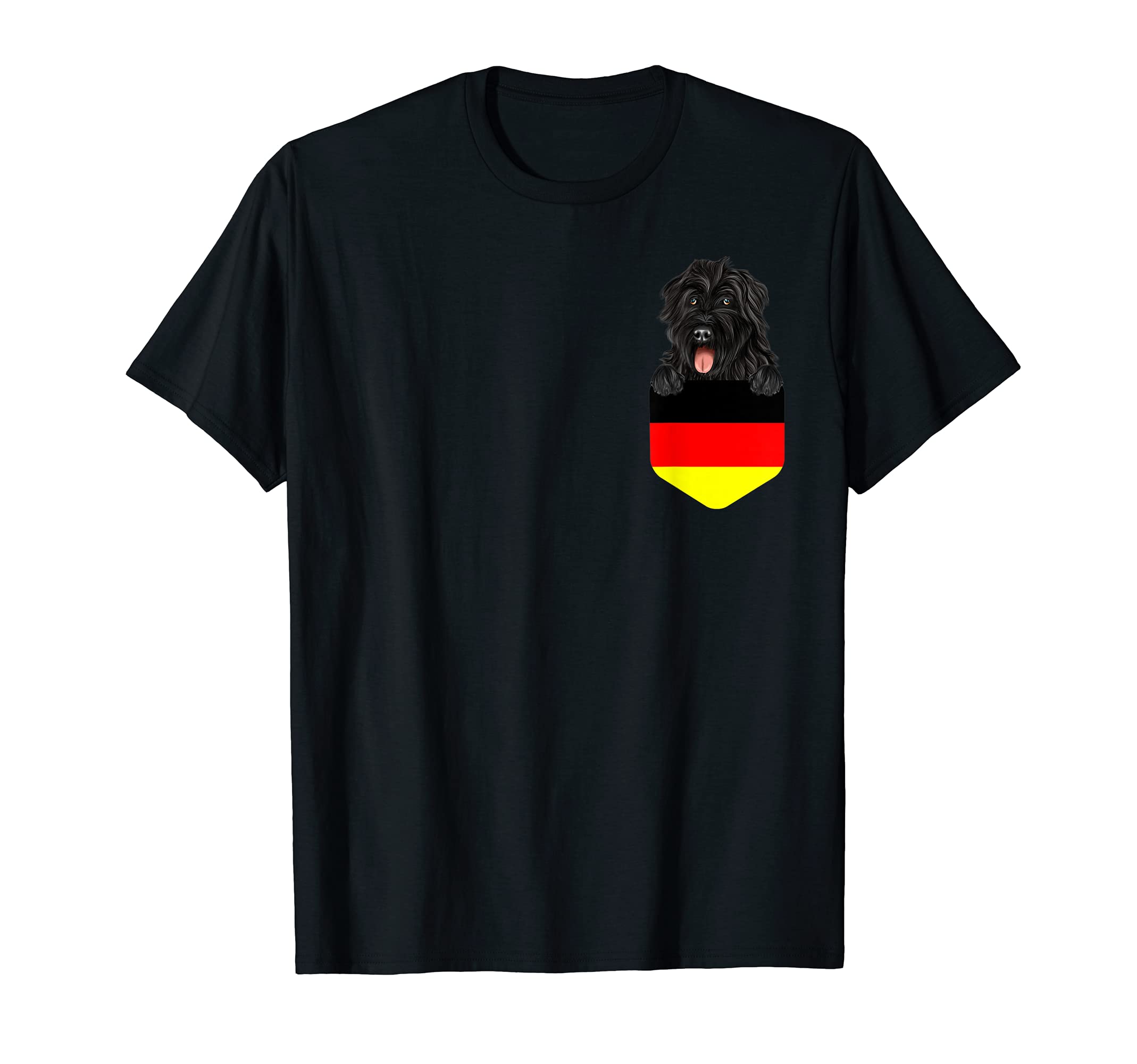 Germany Flag Bouvier des Flandres Dog In Pocket T-Shirt