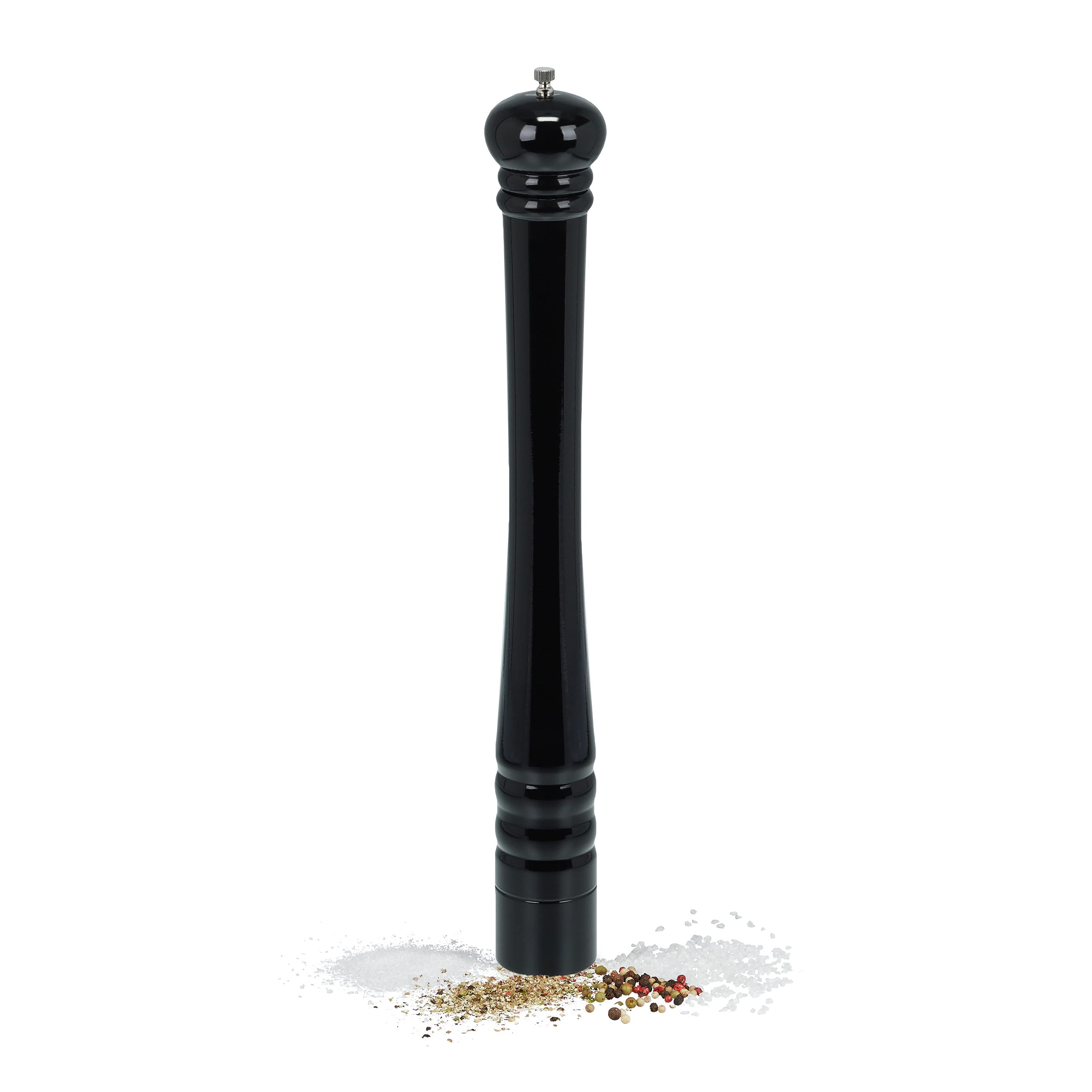 Relaxdays Salt and Pepper Mill, XXL Spice Mill, Wooden, Ceramic Grinding, Manual, HxD: 51.5 x 6 cm, Classic, Black