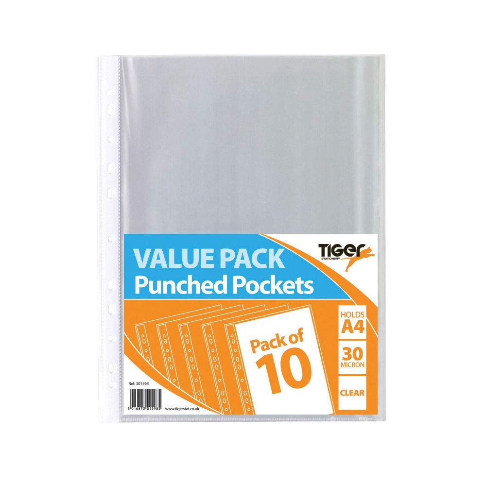 Sundry A4 Punched Pocket, 30 Micron, Clear, Pack of 200