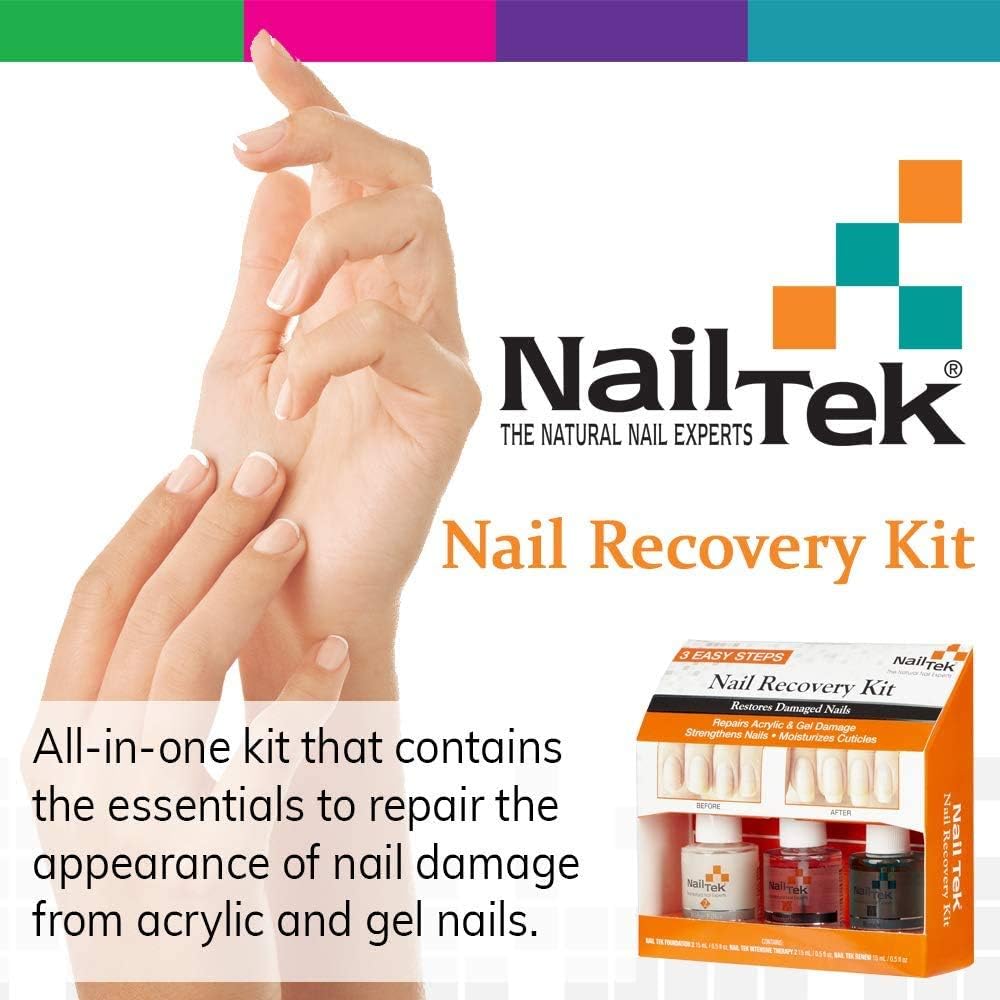NailTek Nail Recovery Kit, Cuticle Oil, Strengthener, Ridge Filler - restore damaged nails in 3 steps: Beauty