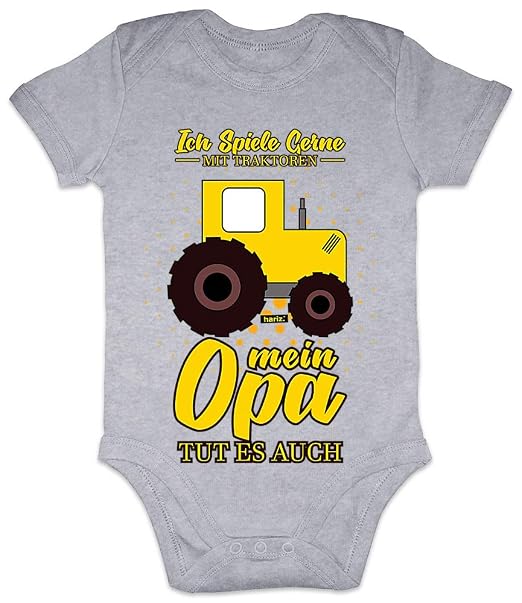 HARIZ Baby Body Kurzarm Opa Spielt mit Traktor Opa Sprüche Lustig