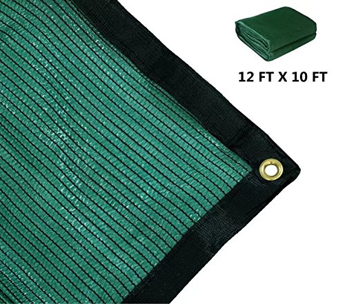 70% Green Shade Cloth with Grommets, 12 FT X 10 FT Heavy Duty HDPE Shade Cover, UV Blocking Mesh Tarp for Garden Patio Plants, Tomatoes, Barns Kennel, Greenhouse