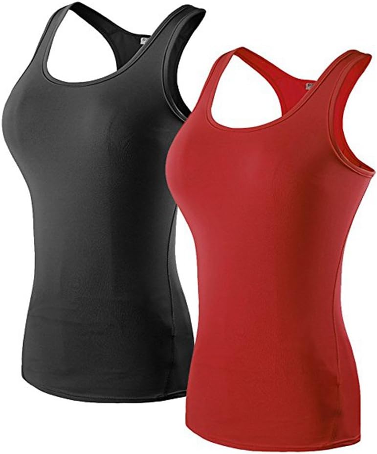 DZRZVD Women's Fitness Fast Dry Compression Running Sleeveless Athletic Tank Top 2/3 Packs