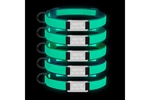 Custom Glow in The Dark Dog Collar with Name & Phone Number, Personalized Reflective Dog Collar for Small Medium Large Dog, L