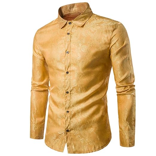 Cysincos Herren Hemd Slim Fit Langarm Freizeit Hochzeit Business Hemden für Anzug Glänzend Muster Party Festlich Elegant Schn