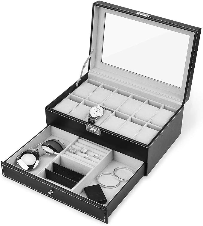 Jewelry Storage Box Double layer Jewelry Box with Drawer Case for Watch