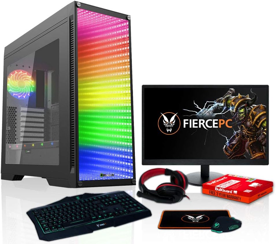 Fierce RGB Gaming PC Bundle - AMD Ryzen 3 2300X 4.0GHz, NVIDIA GTX 1660 Ti 6GB, 16GB 3000MHz, 240GB SSD, 2TB HDD, Keyboard and Mouse, 24-Inch Monitor, Gaming Headset (QUAKE 550042)