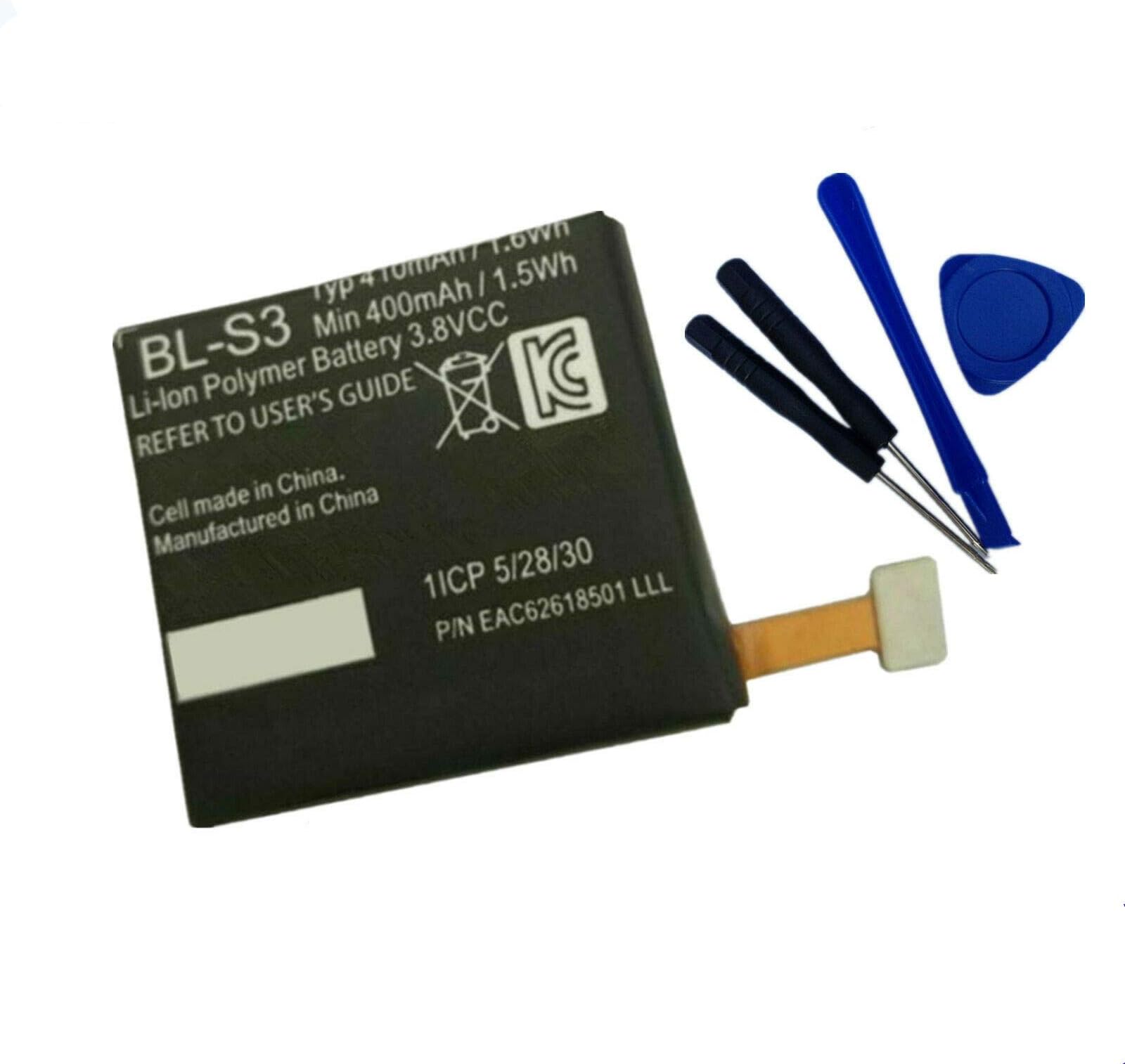 Ammibattery Replacement Smartwatch Battery 410mAh for LG G Watch R W110 W150 Urbane Watch BL-S3 EAC62618501 with Tools