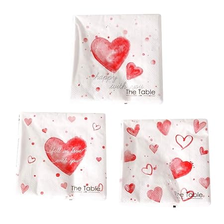 Home Collection 3er Set Servietten Herzen Liebe 60 Stück 3-lagig 33x33cm Dekoration Hochzeit