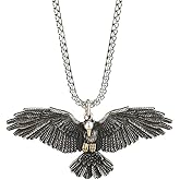 Vanesseva Men's Viking Eagle Pendant Necklace - 316L Stainless Steel Punk Rock Hip Hop Animal Symbol Jewelry, Father's Day Gift
