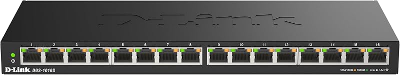 D-Link DGS-1016S 16-Port Gigabit Unmanaged Switch Fanless Black