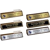 Custom Desk Wedge Name Plate - Personalized Titles and Styles (2x10 Inch, Solid Walnut w/Name Plate)