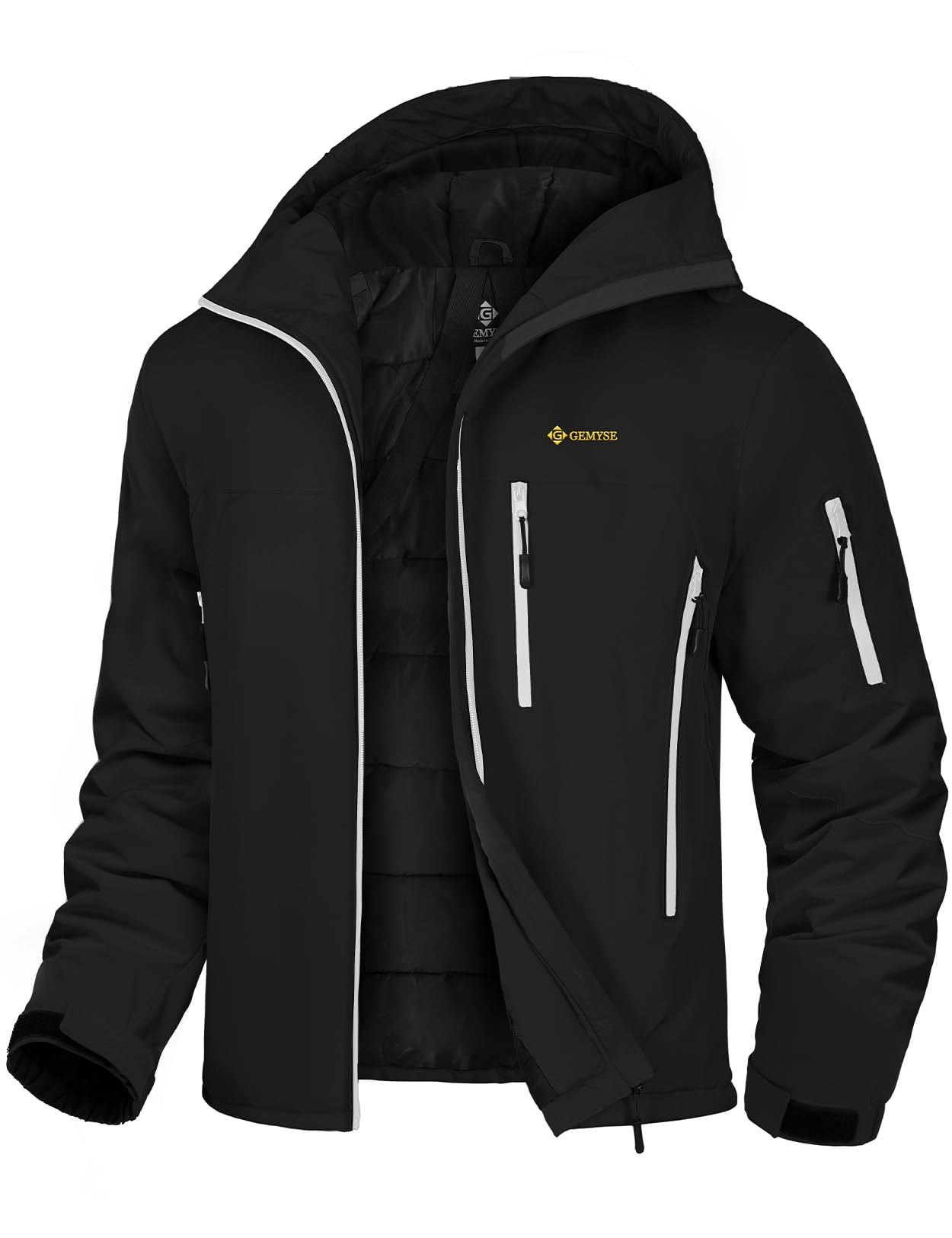 Photo 1 of GEMYSE Men's Ski Jacket Warm Winter Snow Coat Waterproof Mountain Windbreaker Jacket for Snowboarding Hiking(Black,Large)